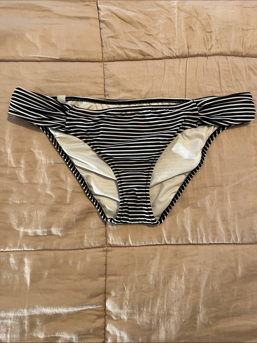 Victoria's Secret Black & White Striped Bikini Bottom
